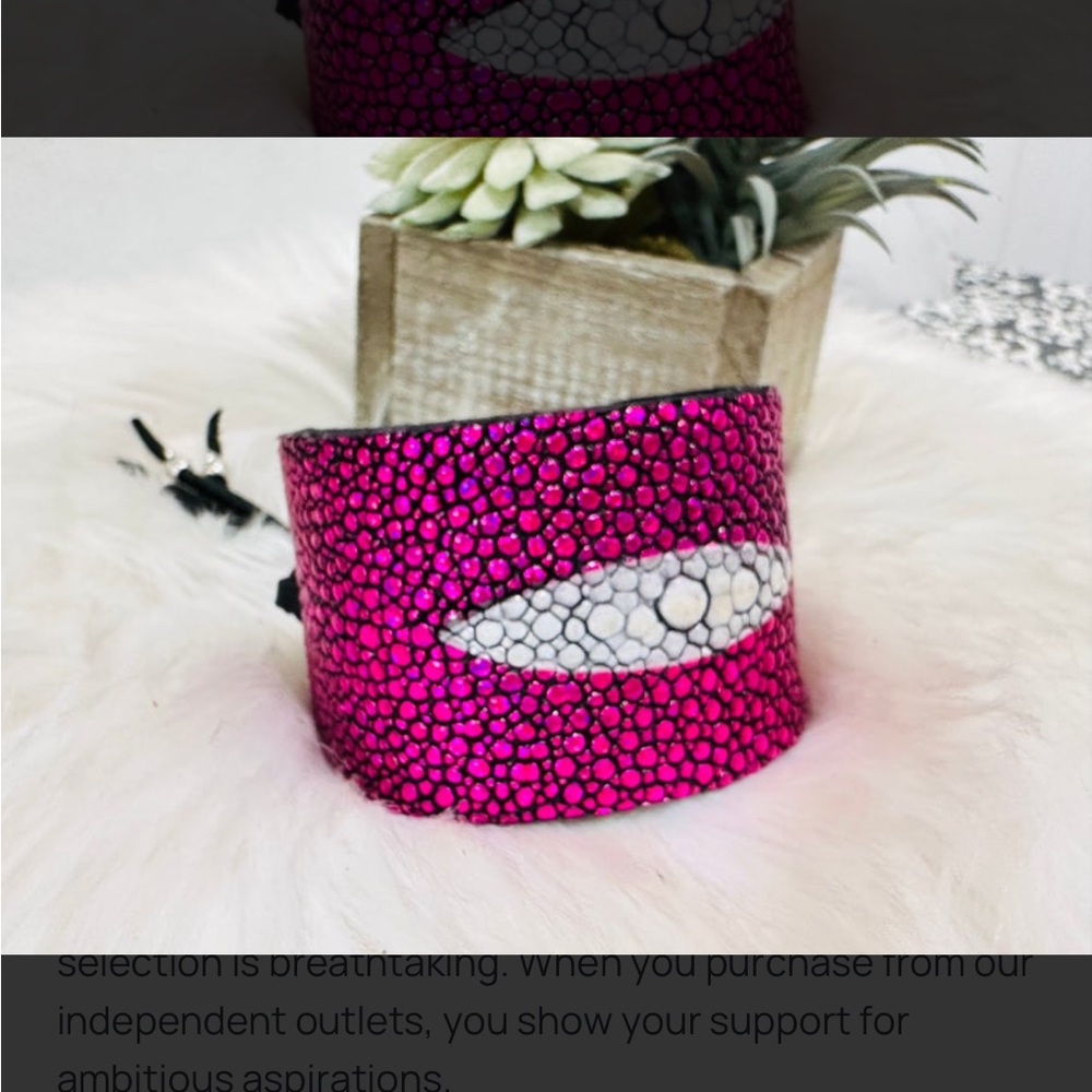 Vibrant Pink Stingray Leather Bracelet